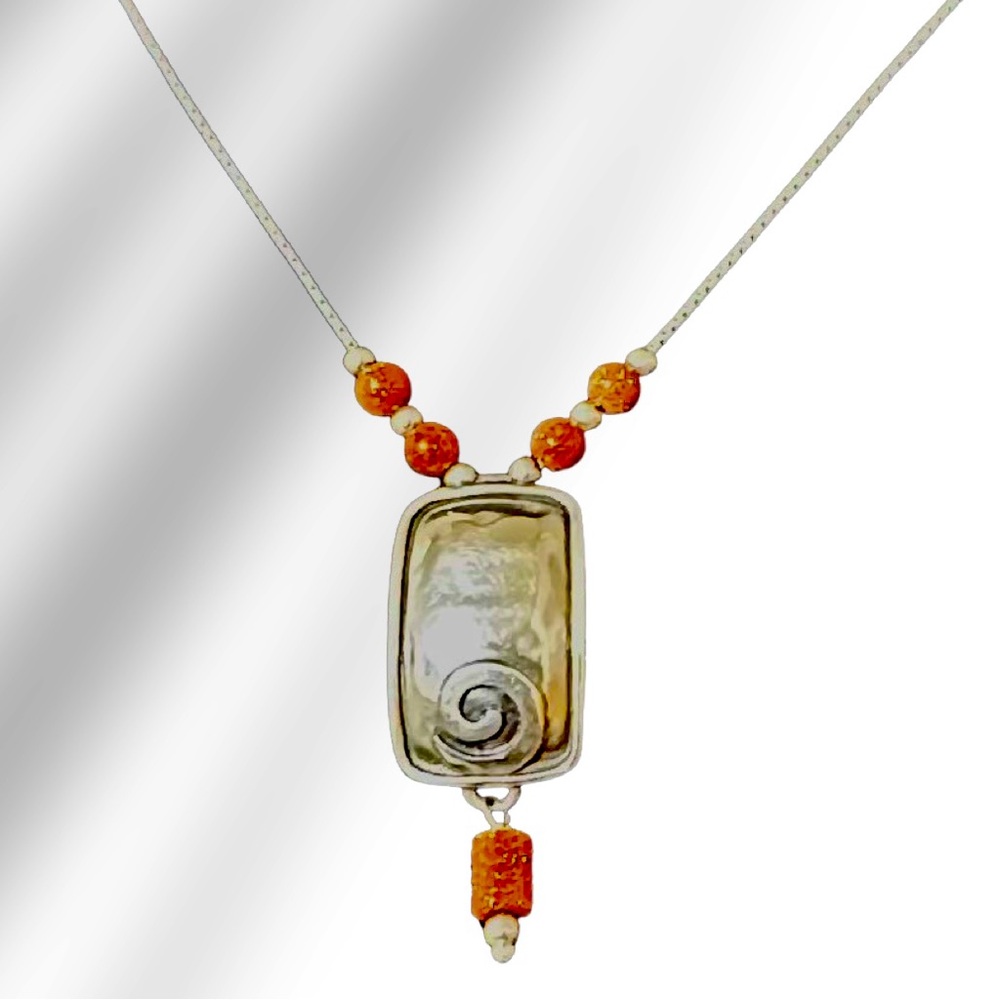 Retired Silpada 925 Sterling Silver and Sandstone Necklace 16”